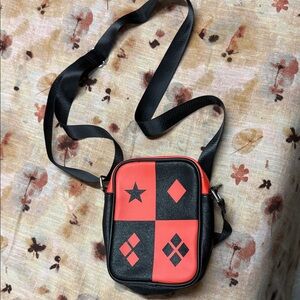 Trendy Black and Red Crossbody Bag